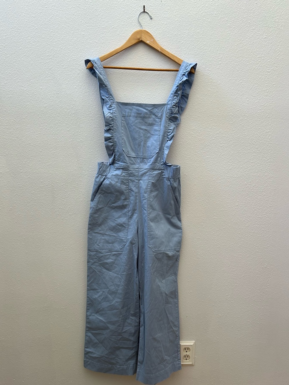 Maeve Light Blue Ruffled Strap Jumpsuit Romper